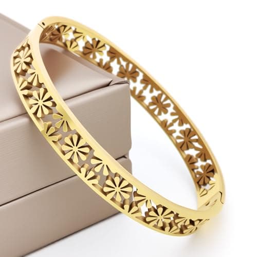 MEENAZ Gold Bangle Bracelet for Women Stylish | Stainless Steel Bangle Set Bracelets | Anti Tarnish Jewellery for women | Valentine Gift for girlfriend Girls, for woman Couple Kada -264 3
