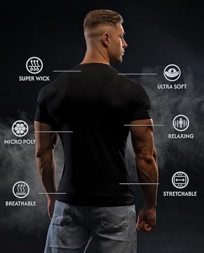 Peppyzone Quick Dry Sports T Shirt for Men | Lightweight Breathable Gym T-Shirt | Regular Fit Workout Tee for Running, Training & Everyday Activewear (in, Alpha, M, Regular, Black) 2