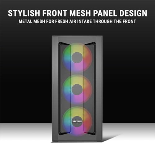 Ant Esports Titan Core 360 Mid-Tower Computer Case/Gaming Cabinet - Black | Support E-ATX, ATX, Micro-ATX, Mini-ITX | Pre-Installed 4 ARGB Fans 3