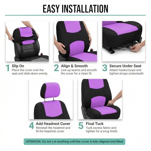 FH Group FB050114 Flat Cloth Seat Covers (Burgundy) Full Set with Gift – Universal Fit for Cars Trucks & SUVs 4