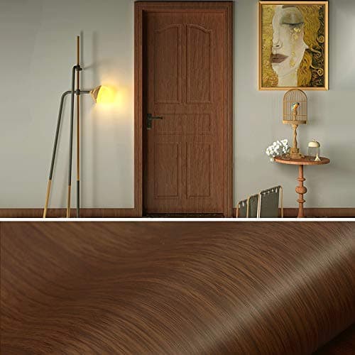 wolpin DIY Door Wallpaper (45 x 300 CM) | Vinyl Wood Texture Shelf Liner for Furniture, Table Top, Wardrobe, Cupboard & Almirah Makeover | Self Adhesive PVC Sheet in Brown for Home Decoration 4