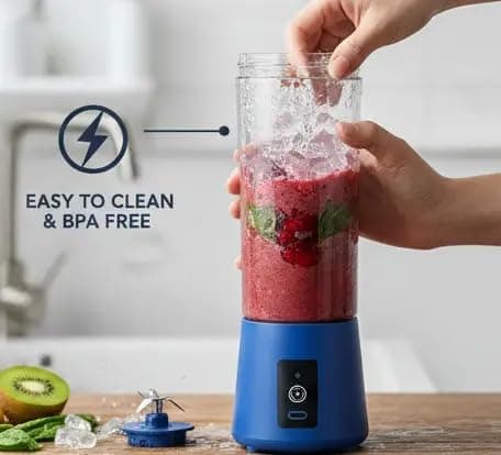 Portable Juicer Mixer Blender for Juices, Smoothies, Cold Coffee, Rechargeable 6 Blades Bottle Juicer Smoothie Maker 3