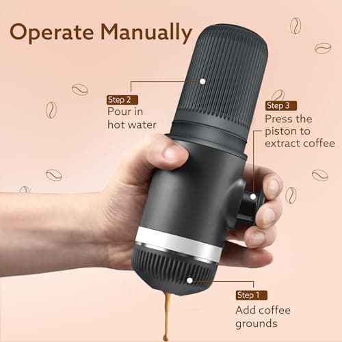 AGARO Elite Hand Press Portable Espresso Maker, 10-Bar Hand Pressure, Compatible with Capsules & Ground Coffee, With Cup Holder, Travel-Friendly, Leak-Proof & Compact & Manually Operated 3