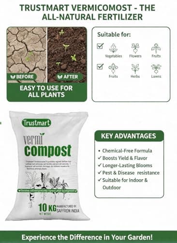 TRUSTMART Organic Fertilizer Organic & Natural Plant Nutrient Cow Manure, Vermicompost Fertilizer (10Kg), Granules 5