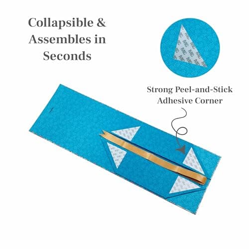 Boxotica Blue Patterned Small Gift Box – Foldable Rigid Hamper with Ribbon & Greeting Card, Reusable Keepsake Box for Dry Fruits, Weddings, Birthdays, Housewarming Return Gifts, Thambulam & Vratham Ki 3