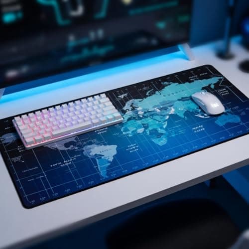 BYTNXUS Atlas Series (900x400mm) XXL Extended Gaming Mouse Pad - 4mm Ultra-Thick Professional Desk Mat | Explorer Continent Aesthetic | Waterproof & Anti-Fray Stitched Edges (Charcoal Black) 4