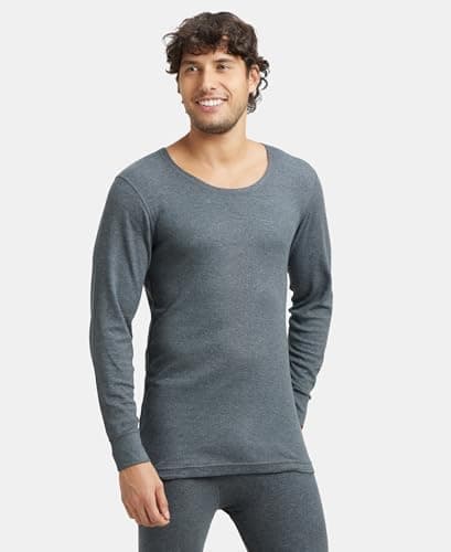 Jockey 2401 Men's Super Combed Cotton Rich Full Sleeve Thermal Undershirt with Stay Warm Technology_Charcoal Melange_M 5