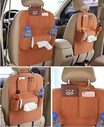 Car Back Seat Organizer with 7 Pockets for All car | Universal Fit Interior Multi-Pocket Organizer Holder Storage for Bottles, Mobile, Keys, Tissues | Car Leather Storage Hanging Bag Seat 5
