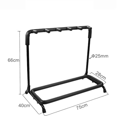 TechnoBuyers Guitar Rack Floor Mount Floating Shelves Stand 5 Holder Foldable Universal Classical Acoustic, Electric, Bass Metal With Soft Foam 2