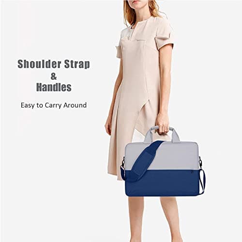BROGBUS Waterproof Unisex Laptop Slim Sleeve Bag for 15.6 Inch Laptops and Notebooks with Shoulder Strap (Blue) 4