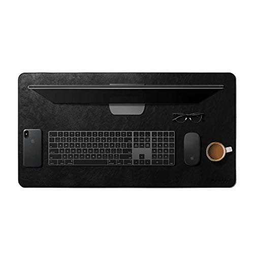 DailyObjects Large Premium Vegan Leather Desk Mat |Anti-Skid|Anti-Slip|85*45cm|Reversible Desk spread Turf Desk/Laptop Mat for Work from Home/Office/Gaming-Extended mouse pad & keyboard desk pad-Black 3
