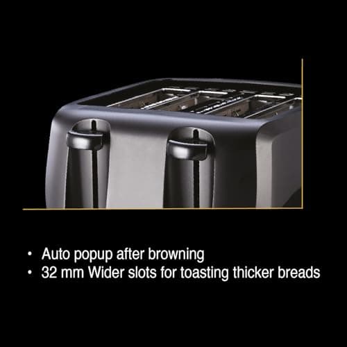 Usha iToast 4 Slice Pop Up Toaster | 1400W | 6 Browning Settings | Cool Touch, Shock Proof Plastic Body| Removable Crumb Tray | Automatic Bread Centering for Uniform Browning |2 Years Warranty(Black) 4