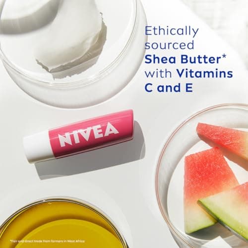 NIVEA Watermelon Shine 4.8g Lip Balm|24 H Melt in Moisture Formula|Natural Oils|Glossy Finish,4.8 g (Pack of 1) 5