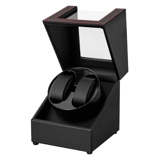 Watch Winder for Automatic Watches,Automatic Watch Winder Box,Double Watch Winder for Women's and Men's Watches with Quiet Japanese Mabuchi Motor, Carbon Fiber Leather, Art Deco