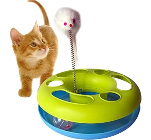 RvPaws Cat Wand Stand Teaser Toy, Interactive Cat Toy with Spring & Mouse | for Kittens & Cats (Colour May Vary)