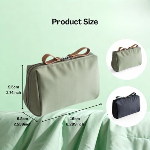 TecoKart® 2 Pack Small Makeup Pouch Set – Waterproof Travel Cosmetic Organizer, Mini Make Up Case for Women, Portable Korean Style Beauty Bag (Army Green & Black) - 16 cm x 6 cm x 9.5 cm 2