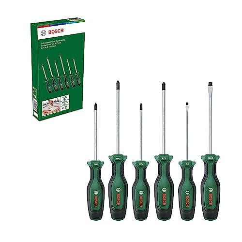 BOSCH 6-Piece Screwdriver Set | Variety of Sizes & Types for Home Repairs, DIY & Professional Use | High-Strength Steel Blades | Ergonomic Soft-Grip Handles | Magnetic Tips for Precise Screw Placement