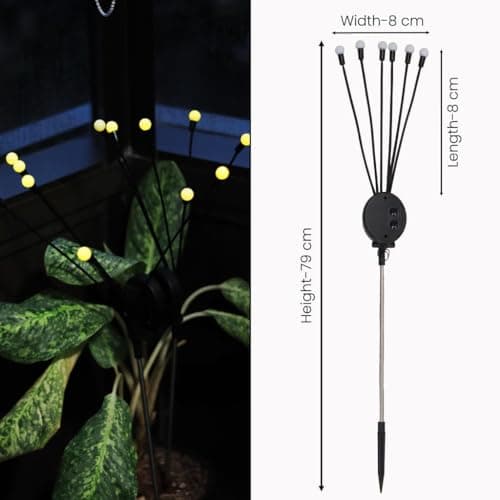 TrustBasket Fireflies Solar Light - Yellow - Set of 2 (6 Bulbs Each) Decorative Waterproof, Solar Starburst Swaying Lights When Wind Blows| Solar Lights Outdoor |LED Solar Garden Lights 3