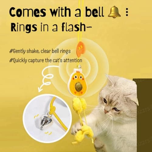 Sunkizzrs® Hanging Swing Catnip Toy - Interactive Cat Teaser Toy - Elastic Rope Design Cats Rotatable Edible Mint Natural Healthy Teeth Cleaning Chew Claw Toy for Cat/Kitten (Chicken) 5