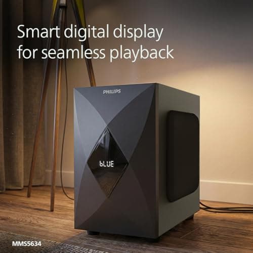 Philips MMS5634/94 5.1 Bluetooth Speaker System for Home, 100W Multimedia Speakers with Powerful woofer, Wireless Audio Streaming, Surround Sound Speakers for TV, Laptop with Remote Control (Black) 5