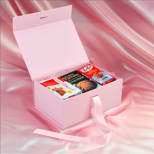 RBS® - Foldable Gift Box with Ribbon 23 x 16 x 10cm Gift Box for Packing (1 Pack) Multi-Purpose Gift Boxes for Presents Decorative Hamper Box Return Gift Boxes for Packaging (Pink - S) 2
