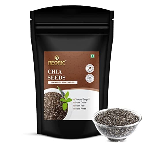 REORIC Raw Unroasted Chia Seeds - 100gm | Chia Seeds with Omega 3 and Rich in Fiber, Calcium & Protein for Weight Loss Management | Anti Oxidant | Healthy Superfood