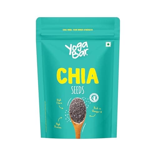 Yogabar Roasted Chia Seeds Grade - Black Calcium, Iron & Zinc - Diet Food Healthy Snacks 250g
