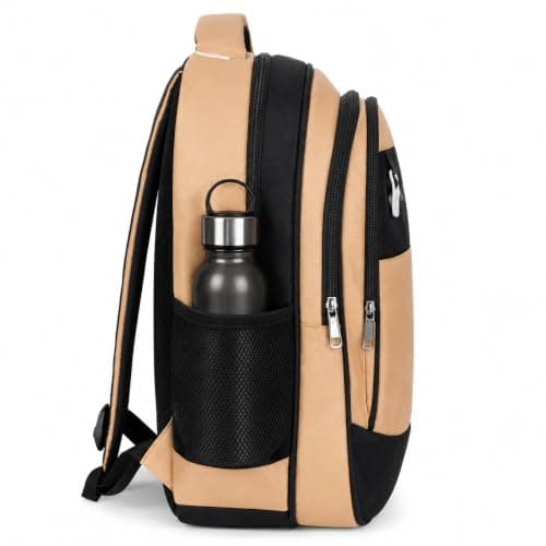 LUI ELLE Unisex Casual Backpack, Polyester, 3 Compartments, Zipper Closure, School, College & Travel Bag with Bottle Pocket, Black 3