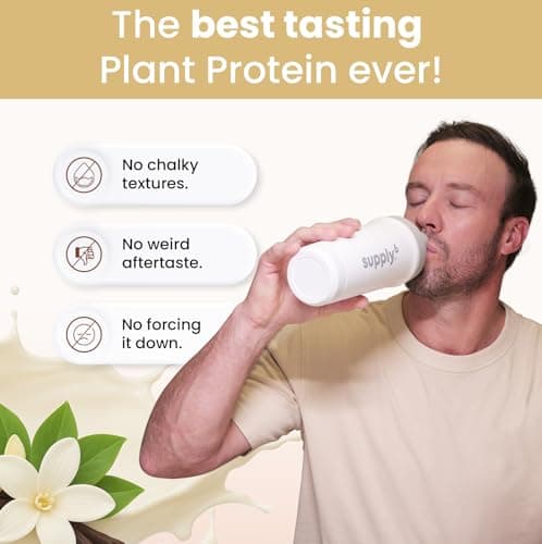 Supply6 Plant Protein Powder | 24g Vegan Protein for Muscle Gain & Recovery | Pea & Rice Protein | No Bloating, Easy Digestion | With Probiotics & Fibre | Zero Sugar (500g, Vanilla) 2
