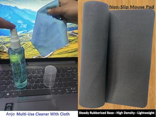 Anjo 6 in 1 Combo of 15.6 Inch & 16:9 Display Aspect Ratios Laptop Screen Protector, KeySkin, Body Lamination Trackpad & Lid (Transparent), Mouse Pad & Cleaner 6