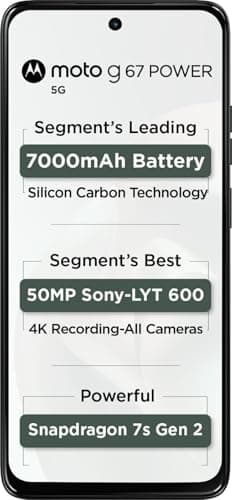 Motorola G67 Power 5G (Pantone Cilantro, 8GB RAM, 128GB Storage) | 6.7" FHD+ 120Hz LCD Display | Snapdragon 7s Gen2 Processor | 50MP + 8MP UW Camera | 7000mAh Battery with 30W Charger | IP64 3