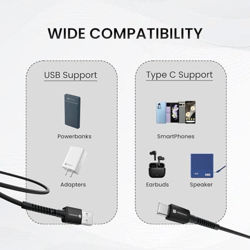 Portronics Konnect X USB to Type C Cable with 3A Output, Fast Charging & Data Transfer, Nylon Braided, Aluminium Alloy Shell, 1M Length compatible with Type C Smartphones(Black) 4