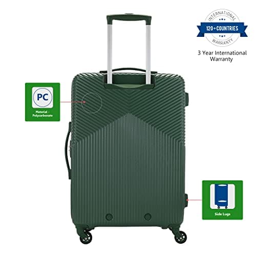 American Tourister Polycarbonate (Pc) Georgia Spinner Suitcase 79 Cm Large Forest Green Check-in Hard 4 Wheels Luggage. 3
