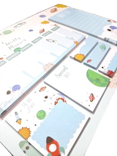 worison Small Weekly Planner Space Pattern Writing Pad to do list and Sticky Notes 265 x 188mm 2