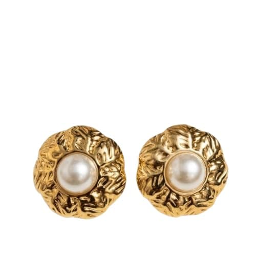 Artificial Gold Plated Flower Pearl Stud Earrings for Women Elegant Imitation Pearl Centre Stainless Steel Stud Earrings Fashion Jewelry for Girls