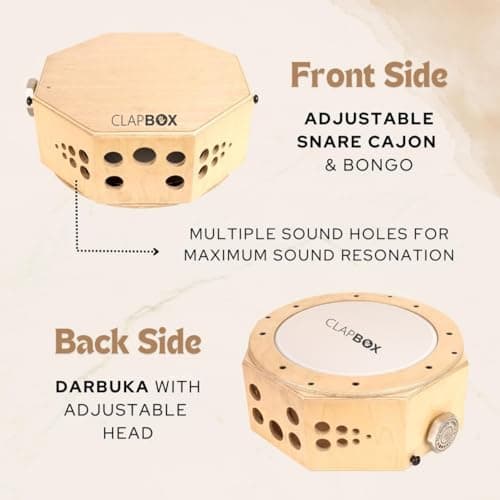 Clapbox Cajembe Travel Cajon (3 instruments in 1) - Rubber wood with Carry Bag 3