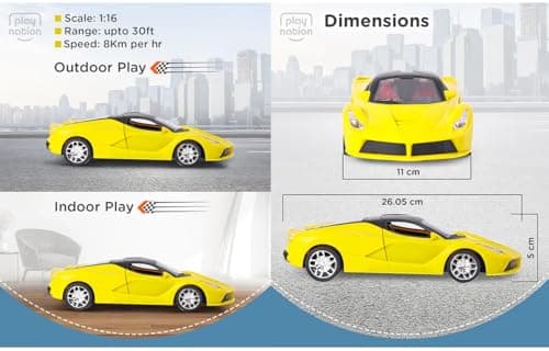 Umadiya® Rechargeable Remote Control Sports Car with Openable Doors Rc Car with Led Lights for Kids Super Sports Car High Speed Rc Car Toy Big Size 3-10 Years Old (Yellow) 4