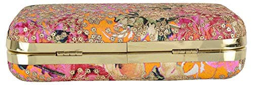 TOOBA Women's Handicraft Embroidered Box Clutch Bag Purse For Bridal, Wedding (Gold). 3