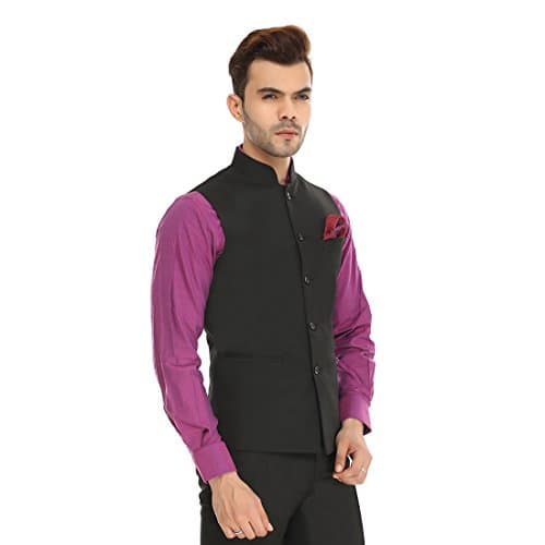 MANQ Men's Band Collar Slim Fit Formal/Party Waist coat 4