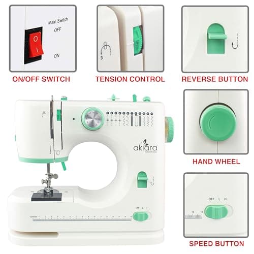 Akiara Sewing Machine Electric with 12 Stitch Patterns | Stitching Machine for Home Tailoring | Silai Machine for Home Use | Portable Mini Tailor Machine with Zig Zag & Pico Stitch 3