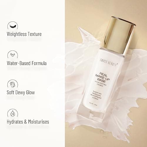 Swiss Beauty Real Makeup Base Highlighting Primer| Skin-Hydrating Poreless Primer With Natural Glow Finish For Face Makeup |Shade - 03 Pink Tint, 32Ml 4