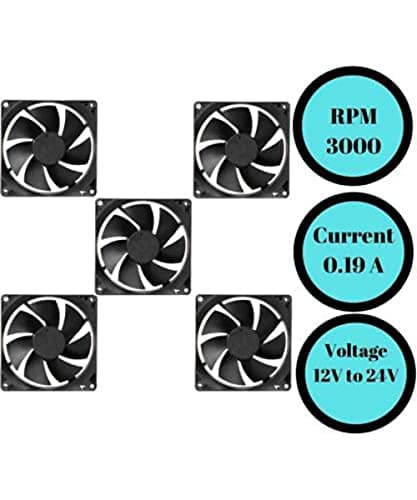 TechSupreme PACK OF 5 DC 12V Cooling Fan for PC Case, CPU Cooler Radiator Cooler (Black) 3