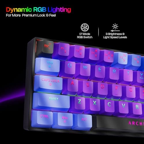 Archer Tech Lab Wired Mechanical Gaming Keyboard| 60% Compact, 63 Keys+ 26 Anti-Ghosting, Blue Switches Tactile Feedback, 17 RGB Effects, 50 Million Clicks for Laptop Mac PS4 PS5 Xbox (Astra M400) 4