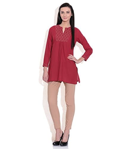 TRIBES INDIA Women's Cotton Regular Kurta (1TXWOMRJ2556_1_S_Red_Medium) 2