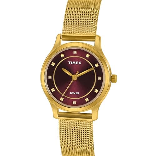 TIMEX Unisex Burgundy Round Analog Pair Watch- TW00ZP001 5