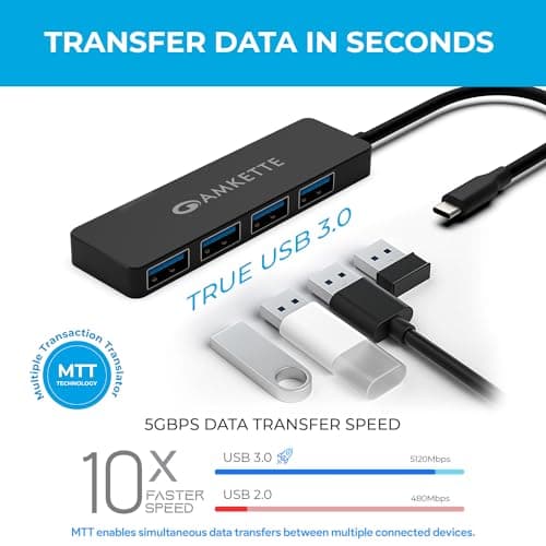 Amkette Type-C 4 Port True USB 3.0 Hub for Laptop, MacBook, chromebooks, Tablets & Smartphones (Black) 3