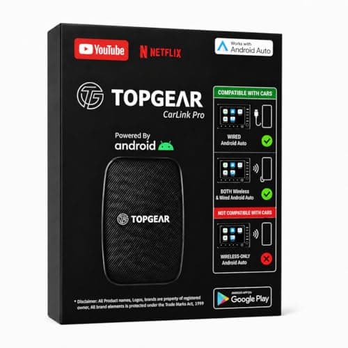 TOPGEAR Ai Box for AA | Carlink | Android Converter | Picasso | Smart Car Media Box | for Wired Android Auto Cars Only | 16GB Storage | Plug & Play AA Protocol Adapter | Upgrade Your Car Infotainment