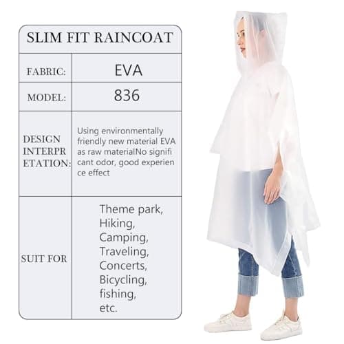 PROBEROS® Reusable EVA Raincoats with Hood Unisex Rain Ponchos Hooded Raincoat for Camping, Hiking, Music Festival & Outdoor Activities, 1 Pack (Purple) 3