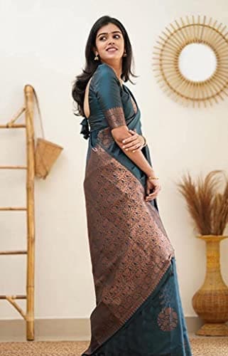 Yashika Women's Banarasi Cotton Silk Jacquard Saree (MUDRA RAMA 02) 3