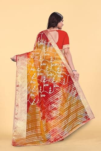 Women Saree Stylish Ethnic Style Traditional Festive Occasion Elegant Appearance Red 5